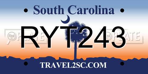 RYT243 South Carolina License Plate