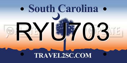 RYU703 South Carolina License Plate