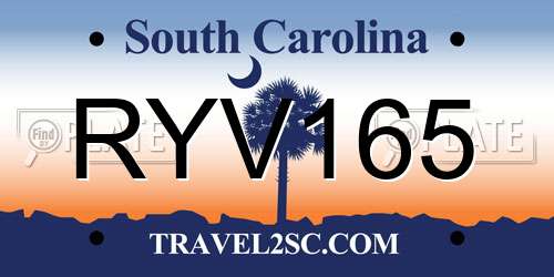 RYV165 South Carolina License Plate