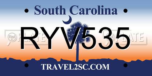 RYV535 South Carolina License Plate