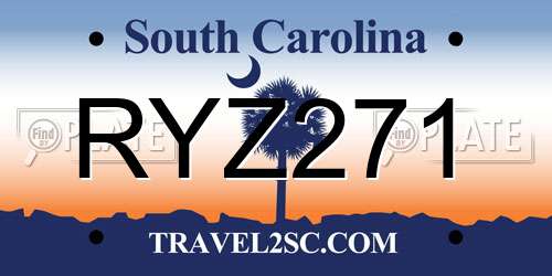 RYZ271 South Carolina License Plate