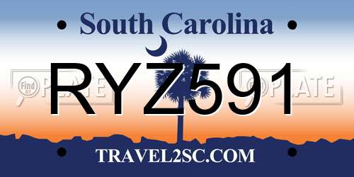 RYZ591 South Carolina License Plate