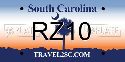 RZ10 South Carolina License Plate