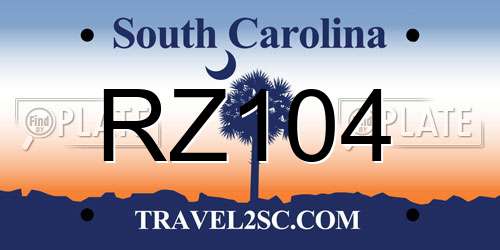 RZ104 South Carolina License Plate