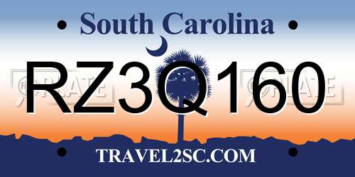 RZ3Q160 South Carolina License Plate