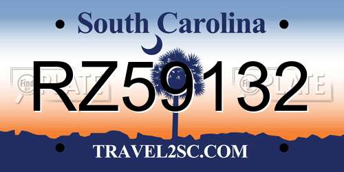 RZ59132 South Carolina License Plate