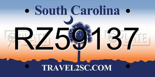 RZ59137 South Carolina License Plate