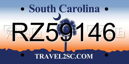 RZ59146 South Carolina License Plate