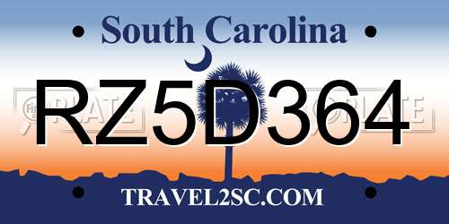RZ5D364 South Carolina License Plate