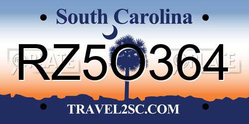 RZ5O364 South Carolina License Plate
