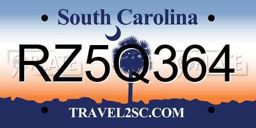 RZ5Q364 South Carolina License Plate