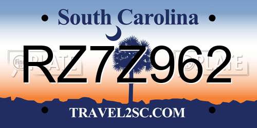 RZ7Z962 South Carolina License Plate