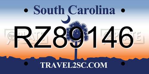 RZ89146 South Carolina License Plate