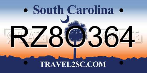 RZ8O364 South Carolina License Plate