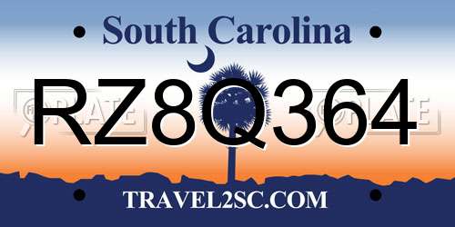 RZ8Q364 South Carolina License Plate