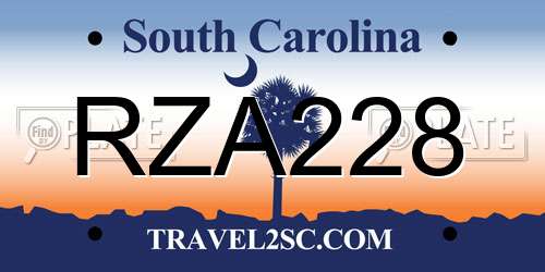 RZA228 South Carolina License Plate