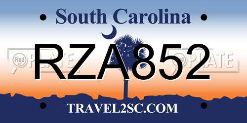 RZA852 South Carolina License Plate