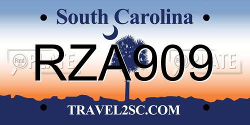 RZA909 South Carolina License Plate