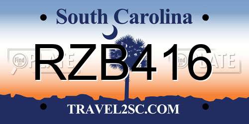 RZB416 South Carolina License Plate