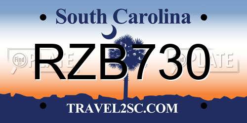 RZB730 South Carolina License Plate