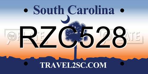 RZC528 South Carolina License Plate