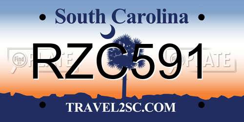 RZC591 South Carolina License Plate