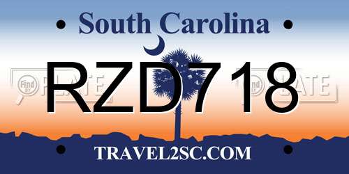 RZD718 South Carolina License Plate