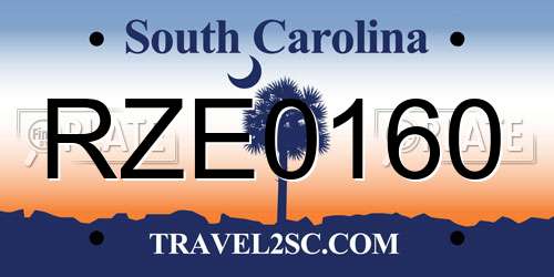 RZE0160 South Carolina License Plate