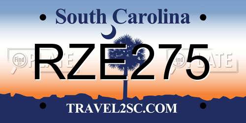 RZE275 South Carolina License Plate