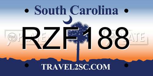 RZF188 South Carolina License Plate