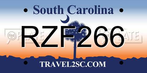 RZF266 South Carolina License Plate