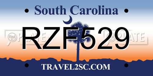 RZF529 South Carolina License Plate