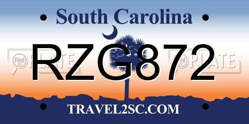 RZG872 South Carolina License Plate