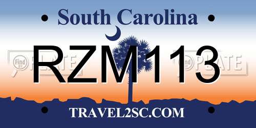 RZM113 South Carolina License Plate