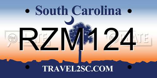 RZM124 South Carolina License Plate