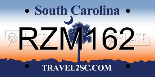 RZM162 South Carolina License Plate