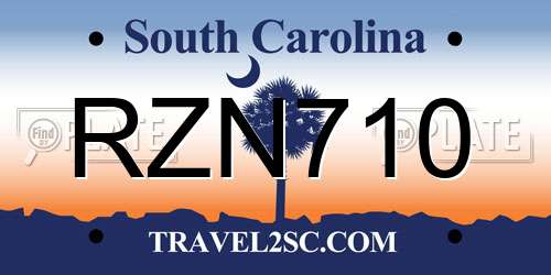 RZN710 South Carolina License Plate