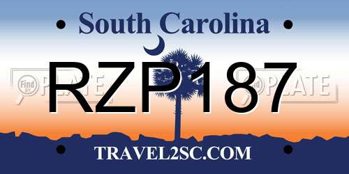 RZP187 South Carolina License Plate