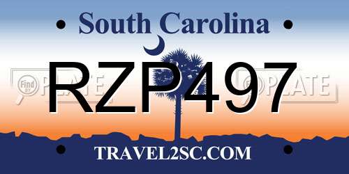RZP497 South Carolina License Plate