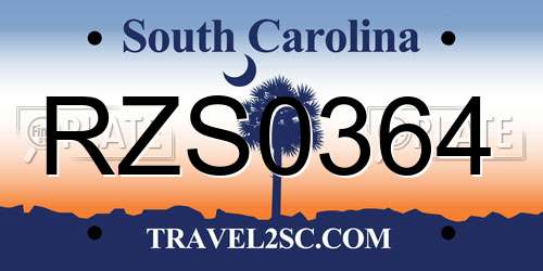 RZS0364 South Carolina License Plate