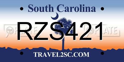 RZS421 South Carolina License Plate