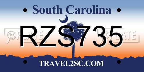 RZS735 South Carolina License Plate