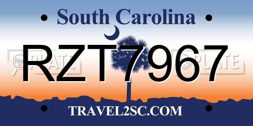 RZT7967 South Carolina License Plate