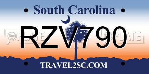 RZV790 South Carolina License Plate