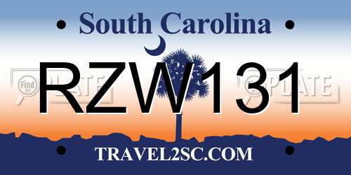 RZW131 South Carolina License Plate