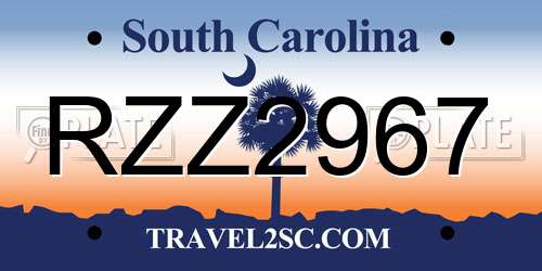 RZZ2967 South Carolina License Plate