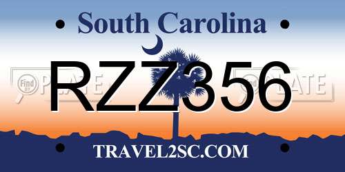 RZZ356 South Carolina License Plate