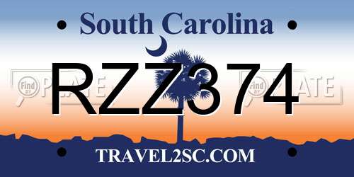 RZZ374 South Carolina License Plate