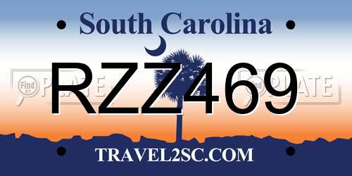 RZZ469 South Carolina License Plate
