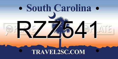 RZZ541 South Carolina License Plate